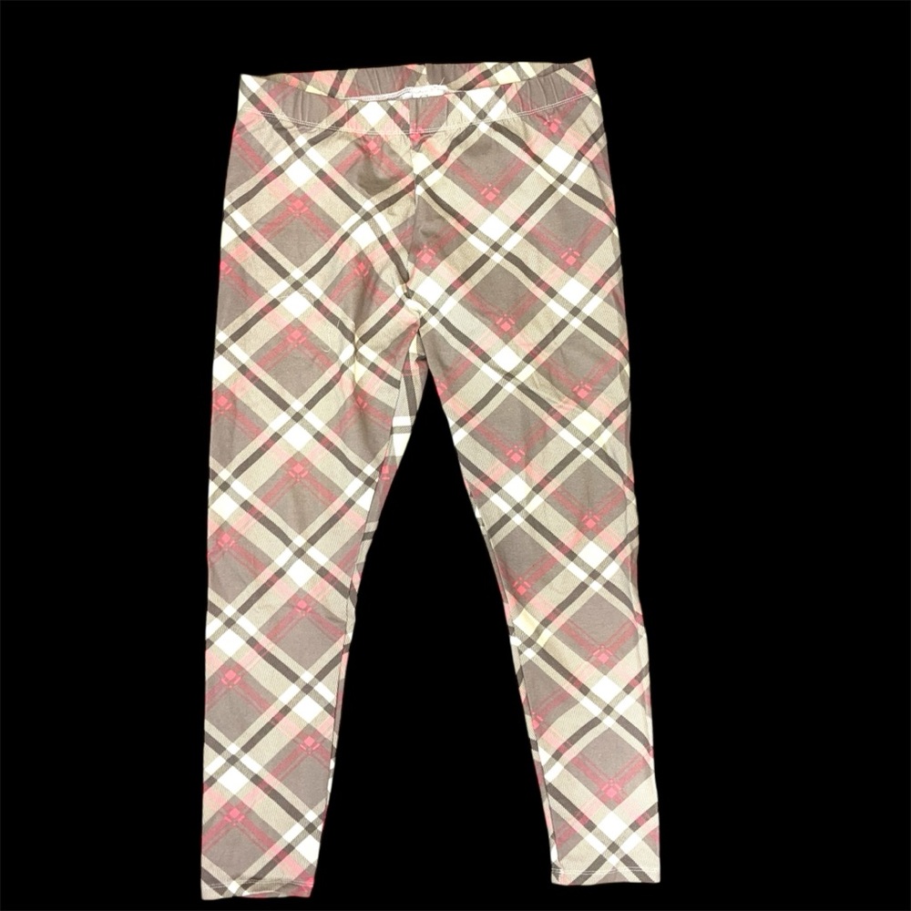 Cato Women's Plaid Leggings - Tan, Light Pink, Ivory, Gray